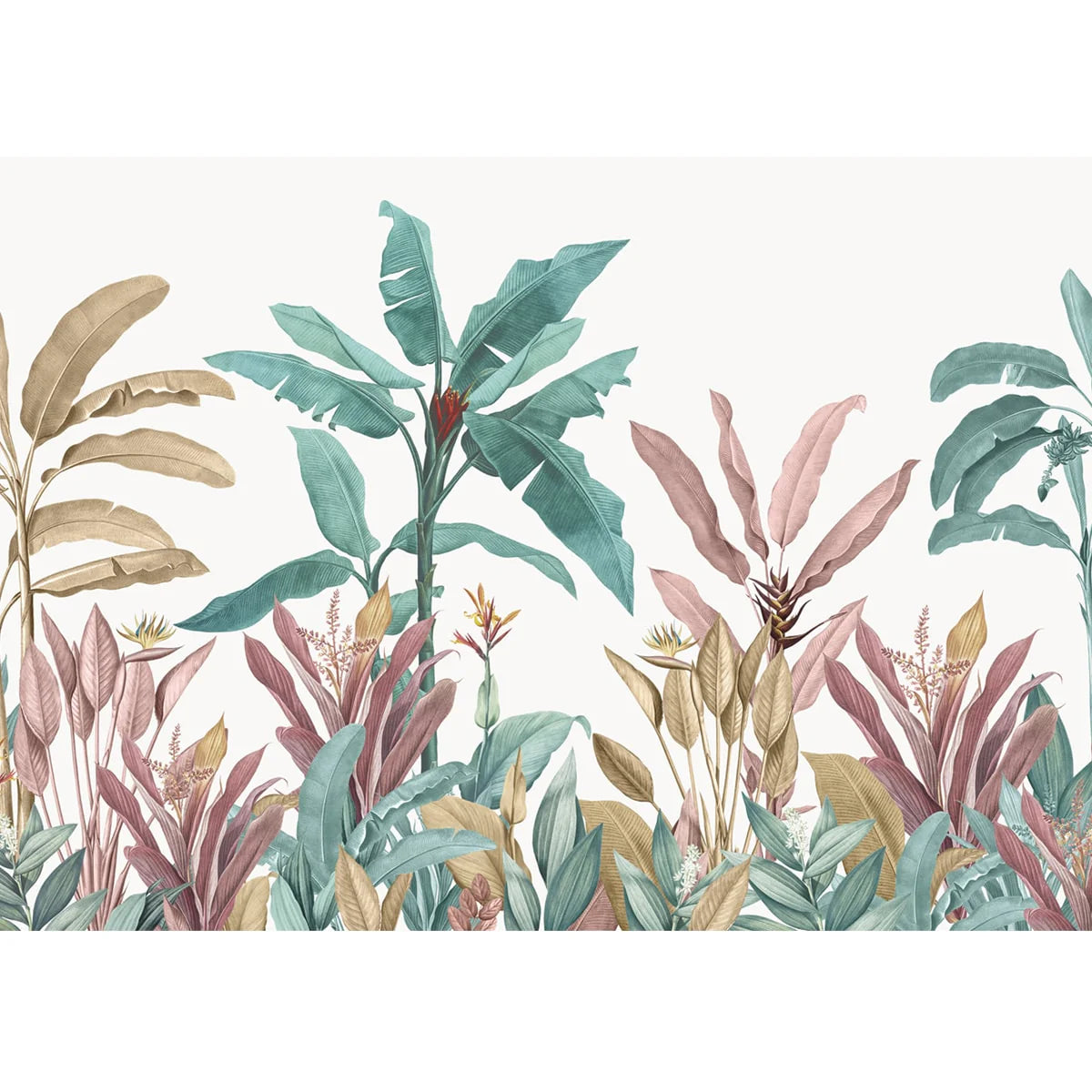 Pink-Green Hues- Tropical leaves wallpaper